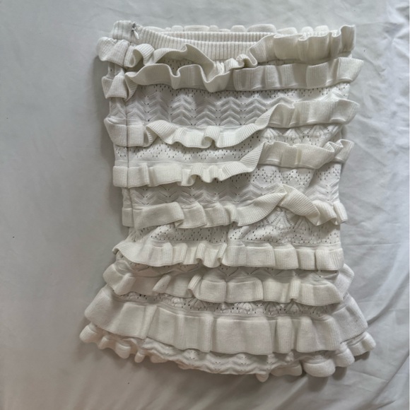 Edikted Ivory Textured Ruffle Romper - Picture 2 of 3